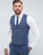 Jack & Jones Premium Skinny Vest In Check - Blue
