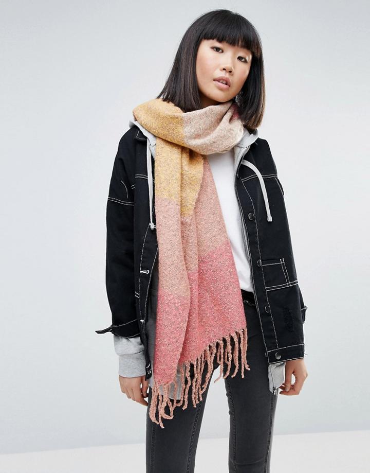 Pieces Striped Color Block Scarf - Multi