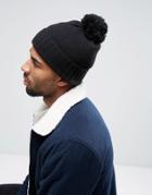 Asos Bobble Beanie In Black - Black