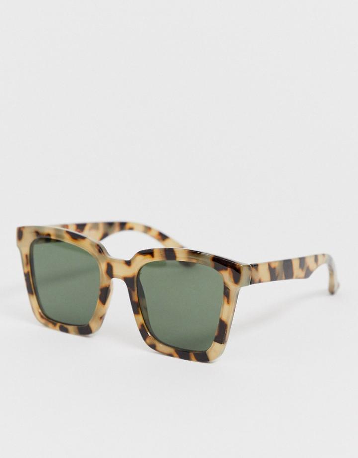 Asos Design Square Sunglasses In Milky Tort-brown