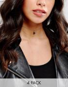 Asos Pack Of 4 Stone Charm Choker Necklaces - Multi