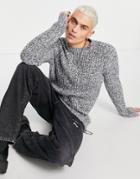 Asos Design Chunky Knit Sweater In Blue Twist-blues