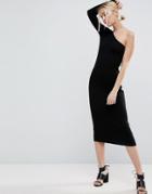 Asos One Shoulder Midi Dress - Black