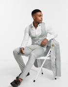 Asos Design Wedding Super Skinny Suit Suit Vest In Stretch Cotton In Dusky Green
