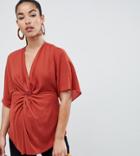 Asos Design Maternity Twist Front Kimono Sleeve Top - Red