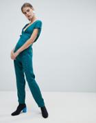 New Look Knot Front Jumpsuit In Green - Green