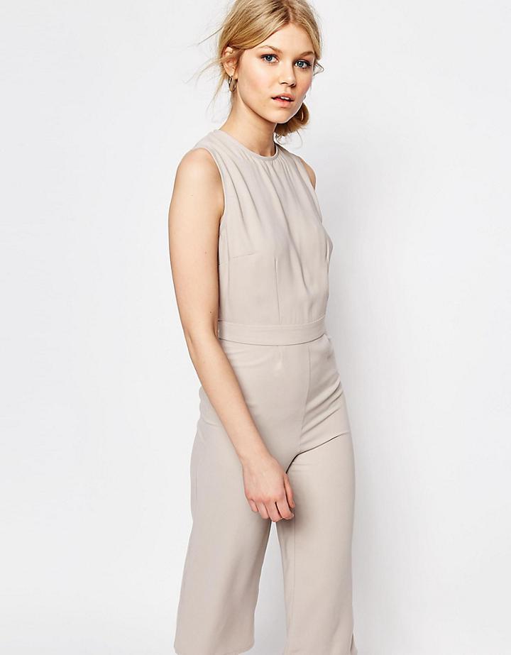 Alter Petite Sleeveless Culotte Jumpsuit - Gray