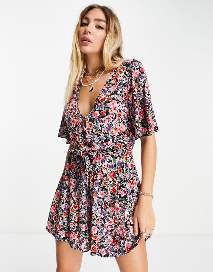 Topshop Romper In Peony Flower-multi