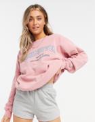 In The Style X Francesca Farago Oversized Slogan Sweatshirt In Pink