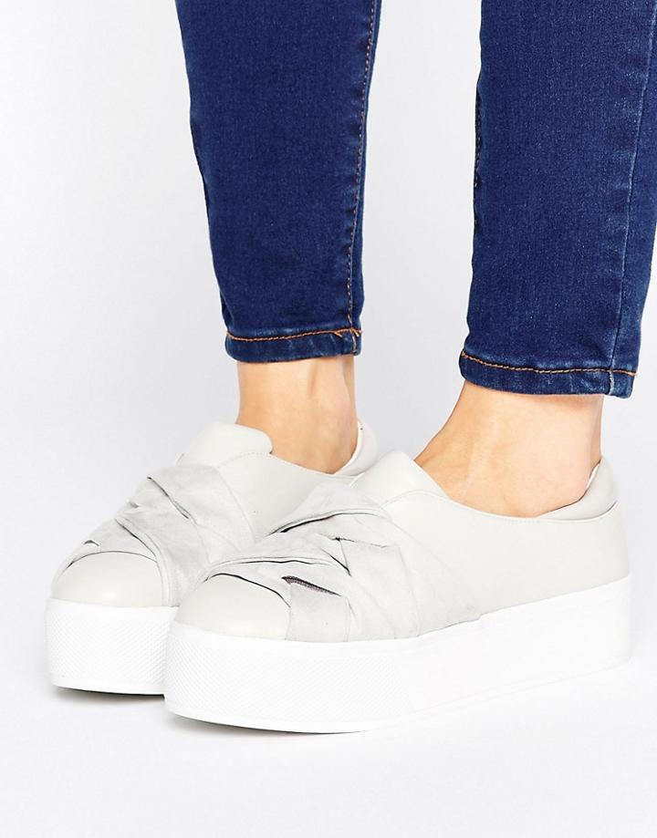Lost Ink Twist Flatform Sneakers - Gray