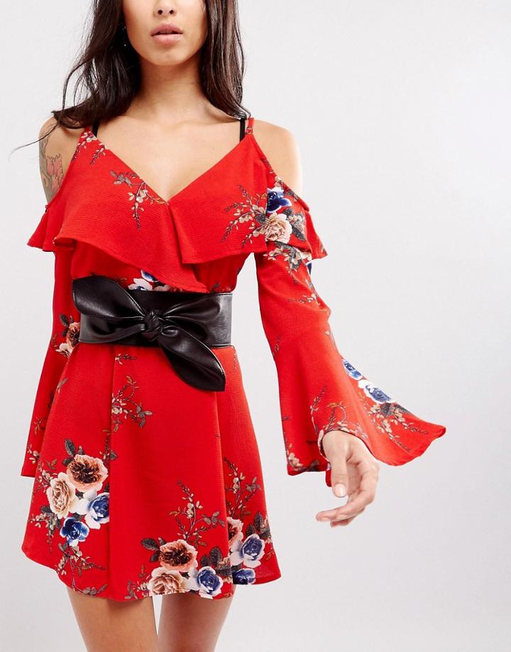 New Look Bow Front Wide Belt - Black