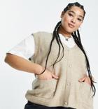 Only Curve Pearl Button Lightweight Knitted Vest In Camel-neutral