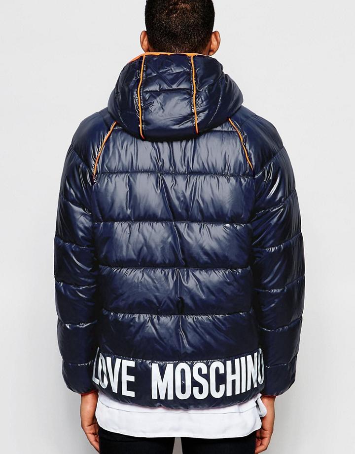 Love Moschino Padded Jacket Piping Detail - Navy