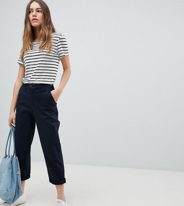 Asos Design Petite Chino Pants In Navy-blue