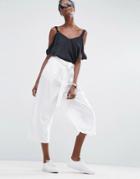 Asos Linen Culotte Pants - White