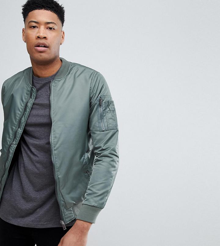 Brave Soul Tall Ma1 Bomber Jacket - Green