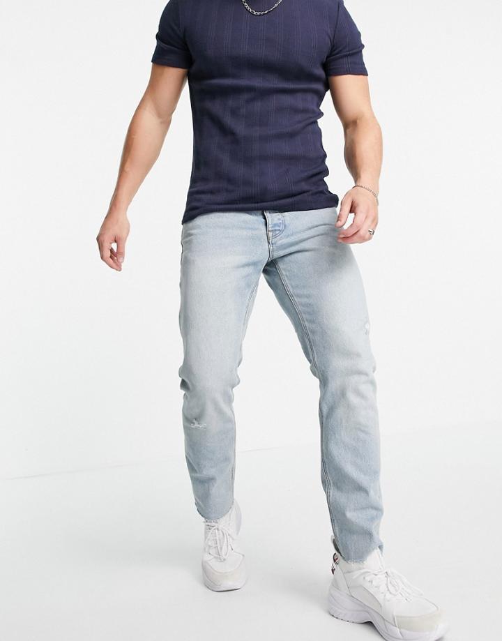 Asos Design Cone Mill Denim Slim 'american Classic' Jeans In Light Wash-blues
