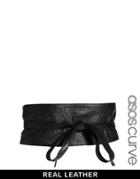 Asos Curve Leather Obi Waist Belt - Black
