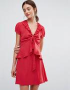 Newlily Polka Ruffled Blouse - Red