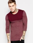 Asos Extreme Muscle 3/4 Sleeve T-shirt With Contrast Yoke In Red