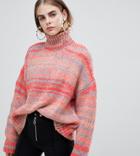 Bershka Multi Stripe Knitted Roll Neck Sweater In Multi - Multi