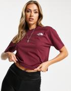The North Face Simple Dome Cropped T-shirt In Burgundy-red