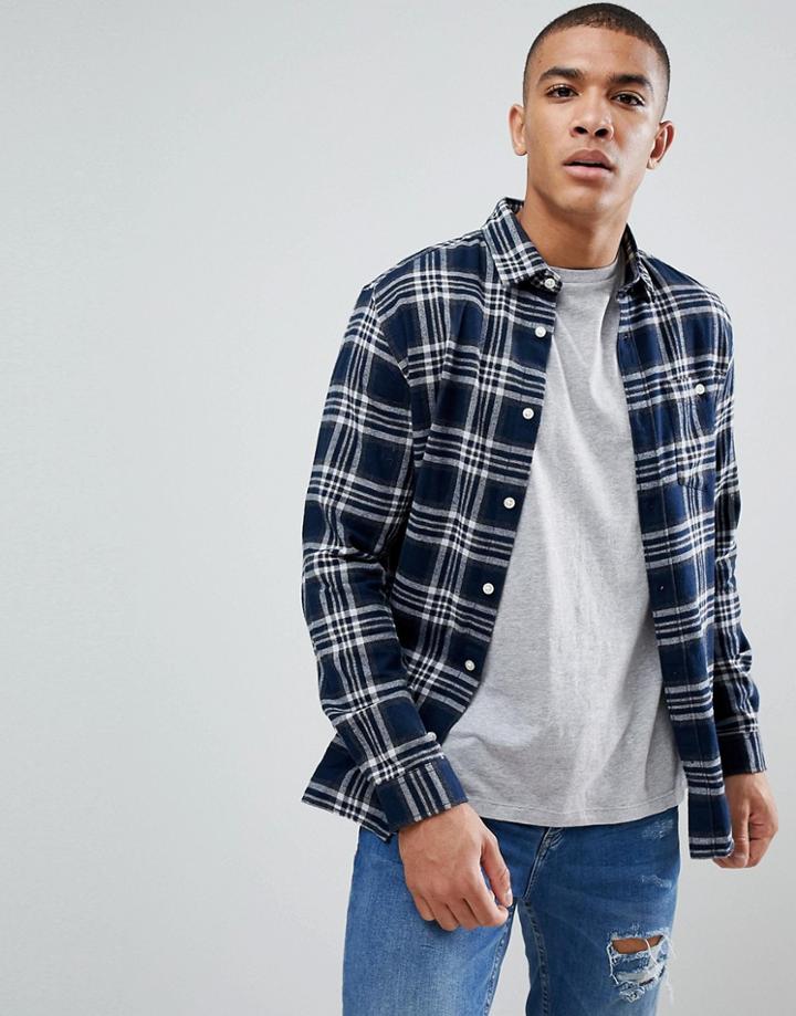 Jack & Jones Originals Check Shirt In Regular Fit - Navy