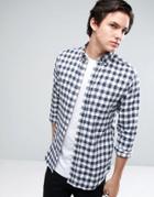 Jack & Jones Originals Gingham Shirt With Button Down Collar In Slim Fit - White