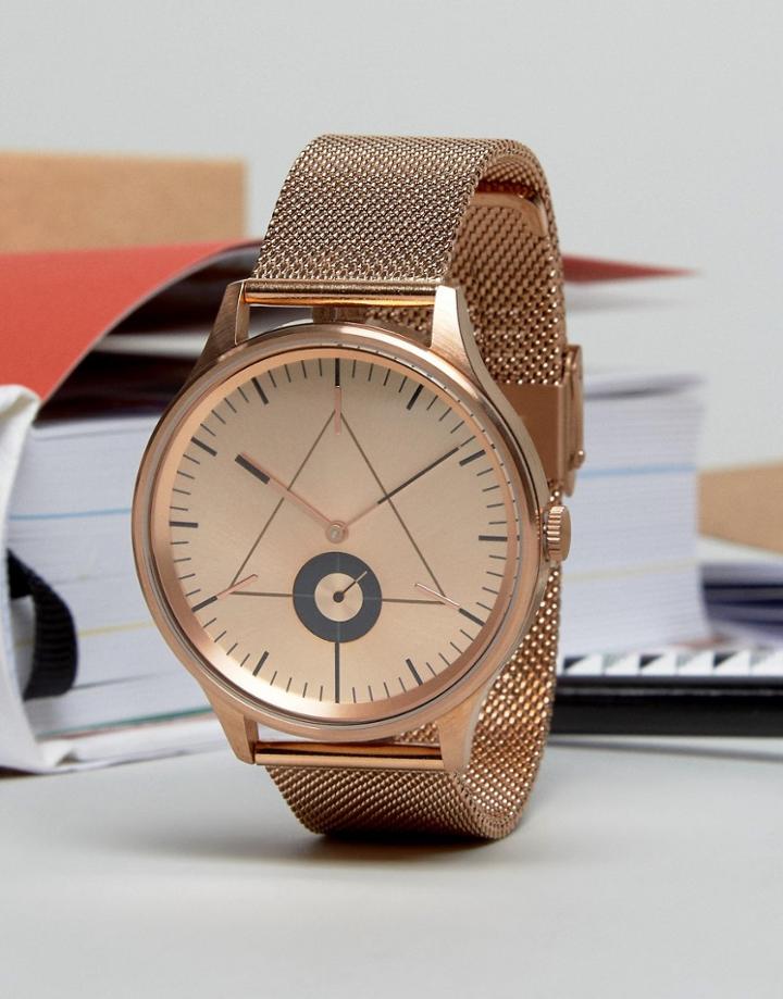 Cronometrics Mesh Watch In Rose Gold - Gold