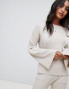 Micha Lounge Ribbed Off Shoulder Sweater With Wide Sleeves Two-piece - Beige