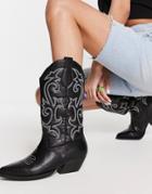 Asos Design Andi Flat Western Boots In Black