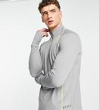Vai21 Half Zip Long Sleeve Top With Thumb Hole In Gray And Yellow - Part Of A Set
