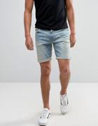Asos Denim Shorts In Skinny 12.5oz Light Wash Vintage Blue - Blue