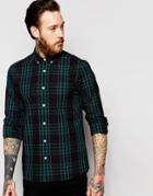 Asos Check Shirt In Navy With Long Sleeves In Regular Fit - Navy