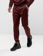 Illusive London Skinny Track Joggers In Burgundy With Taping - Red
