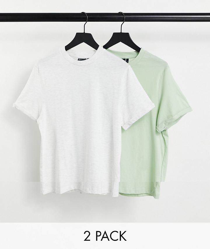 Asos Design 2 Pack Organic T-shirt With Roll Sleeve-multi