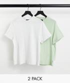 Asos Design 2 Pack Organic T-shirt With Roll Sleeve-multi
