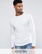 Asos Tall Long Sleeve T-shirt With Crew Neck In White - White