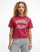 Tommy Jeans Organic Cotton Classic College Argyle T-shirt In Red