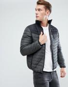 Brave Soul Zip Through Quilted Jacket - Green