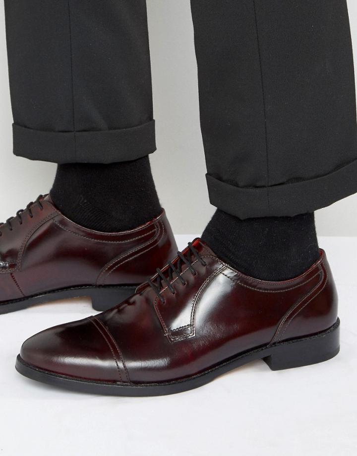 Base London Noel Leather High Shine Brogue Shoes - Red
