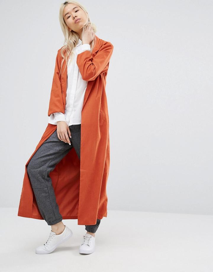 Native Youth Lightweight Longline Duster Jacket - Orange