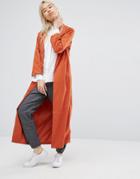 Native Youth Lightweight Longline Duster Jacket - Orange