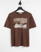 Pull & Bear X Michel Angelo Graphic T-shirt In Brown