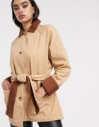 Asos Design Button Through Jacket In Beige - Brown