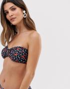 Gestuz Cana Floral Print Bikini Top - Red
