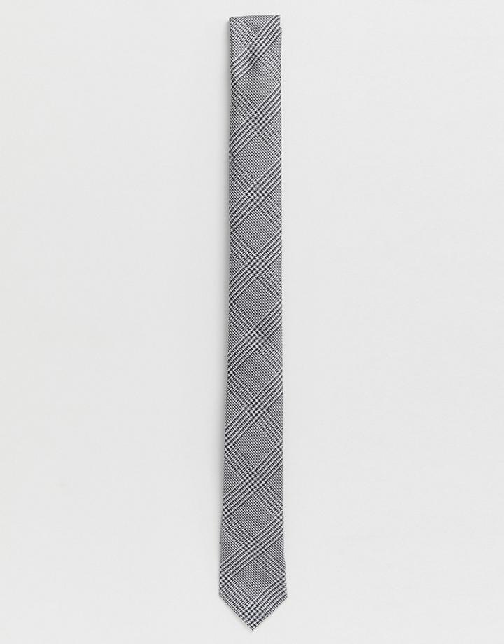 Burton Menswear Tie In Gray Check - Gray
