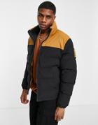 Timberland Welch Mountain Puffer Jacket In Black/tan-brown