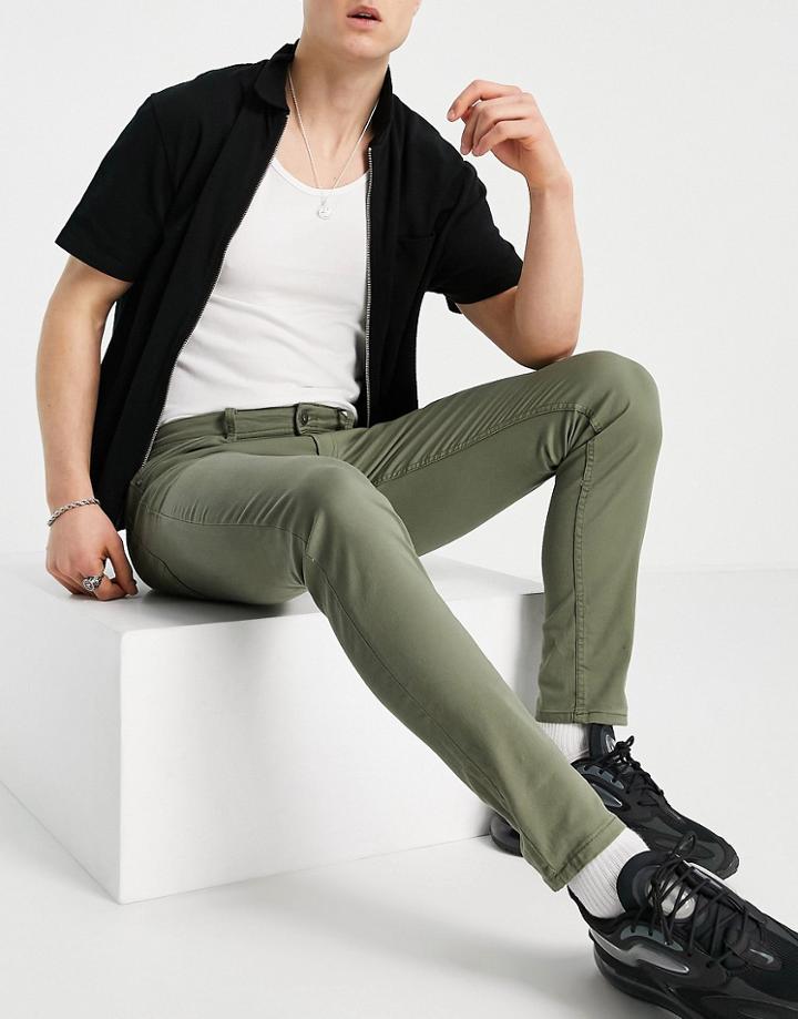 Jack & Jones Intelligence Liam Skinny Jean In Khaki-green