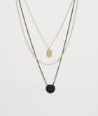Bershka 3-pack Necklace Set In Black And Gold - Black